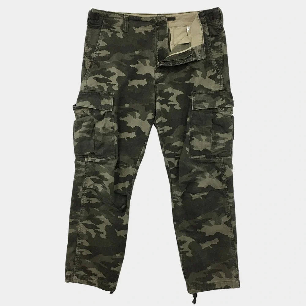 Banana Republic Mens Olive Camo Cargo Pants Military Green Camouflage Size 34
